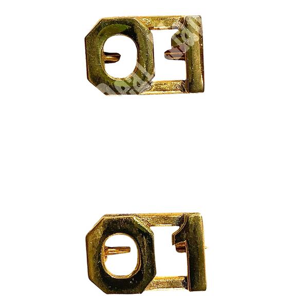 WWI Era Numeric "01", Brass Military C-Clasp Hat / Lapel / Collar Pins Set 3/8"H - Picture 1 of 3